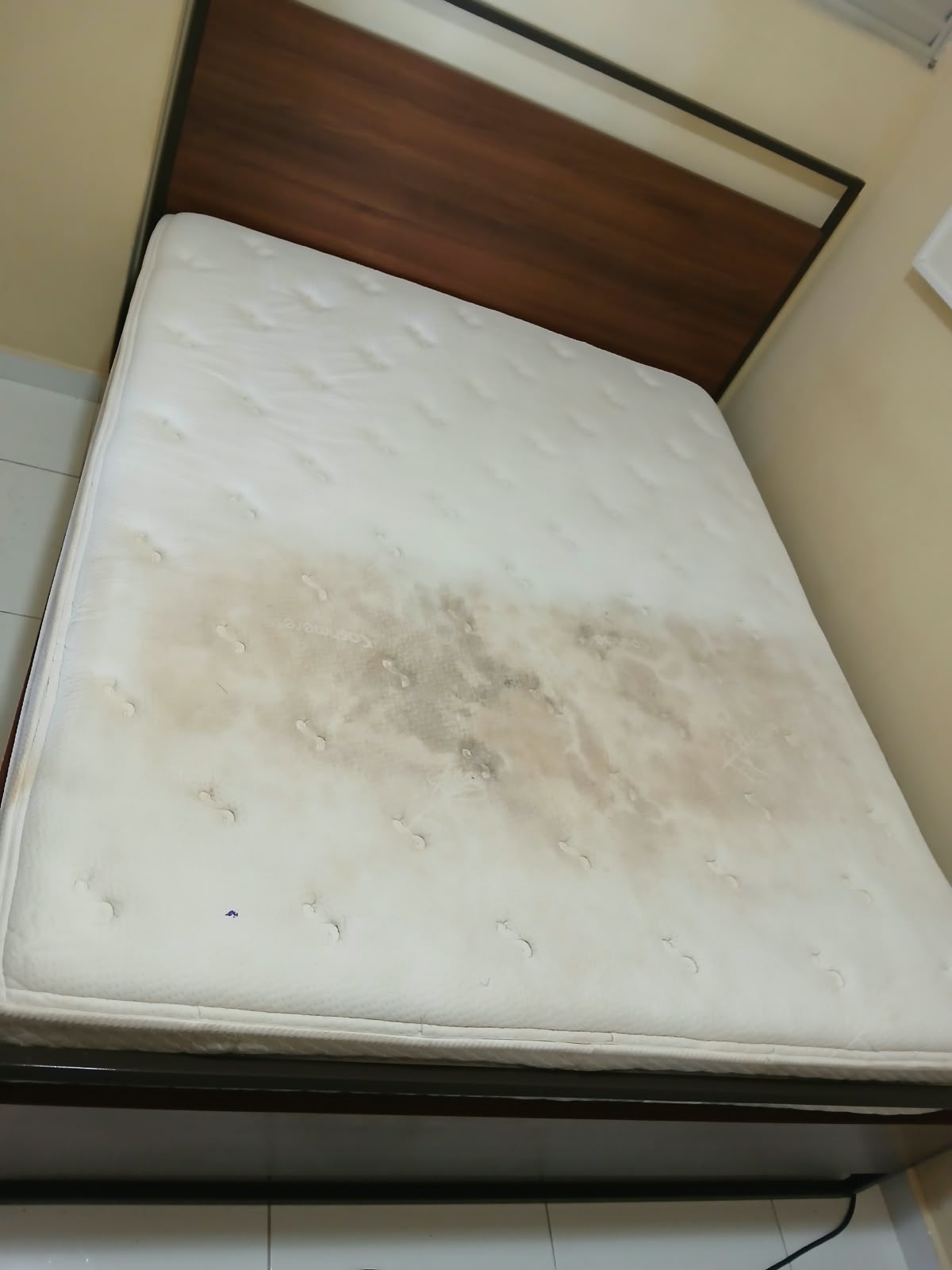 Colchão de casal manchado antes da higienização